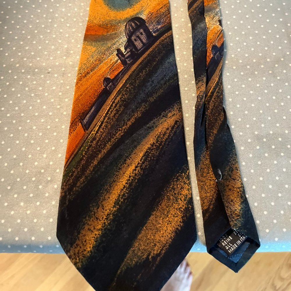 Claude Montana Paris Multicolor Graphic Print Tie Made In Italy 100% Silk